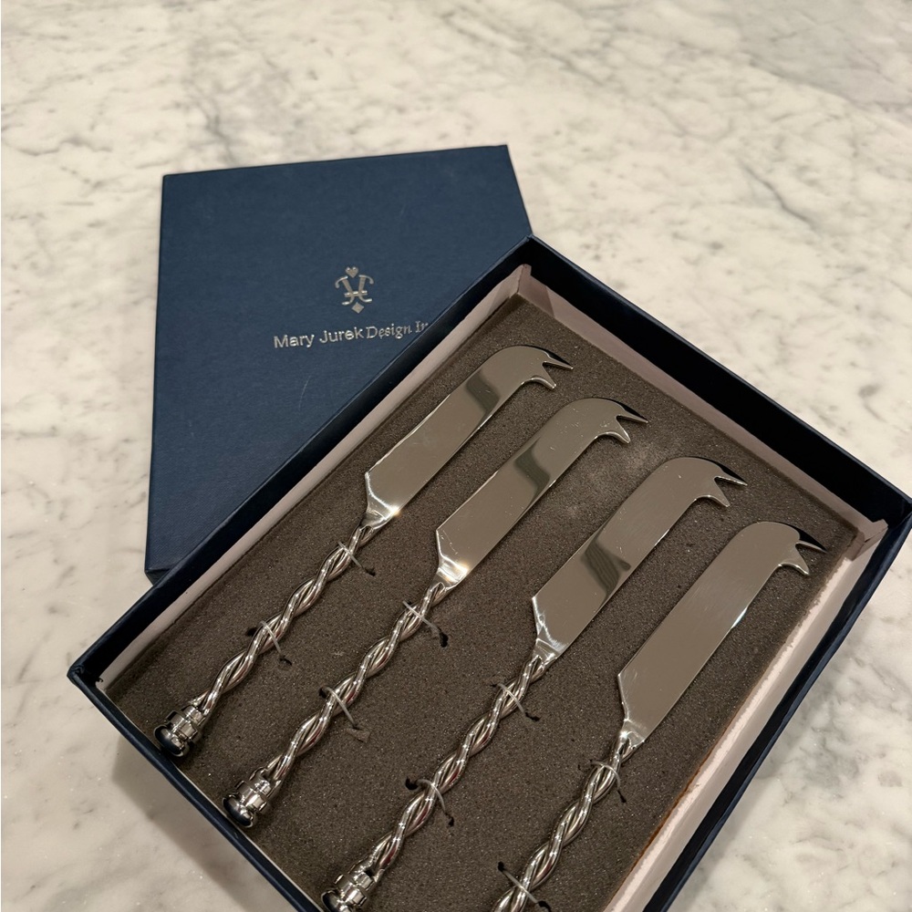 Mary Jurek Twisted-Handle Stainless Steel Cheese Knives - Silver